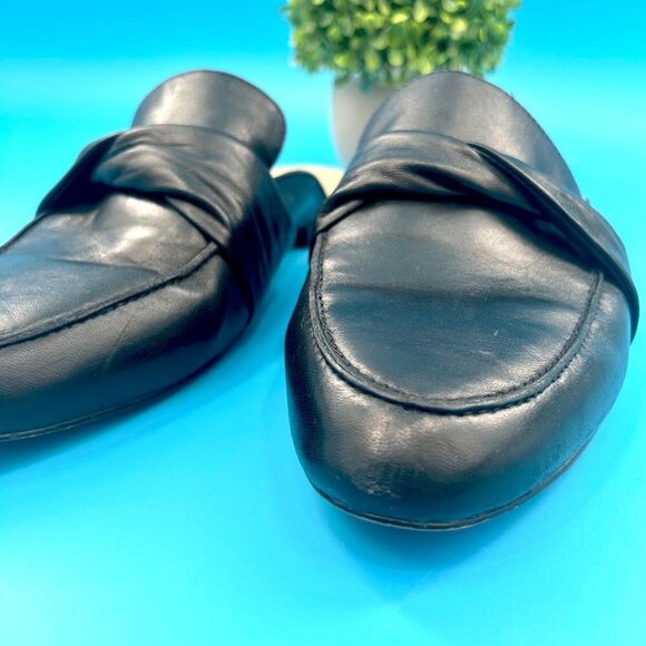 SAKS FIFTH AVENUE FABIA BLACK LEATHER MULE FLATS w/ ORIG. BOX - 10M - Picture 8 of 13